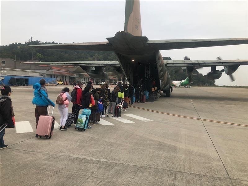 The Air Force transported 300 people over seven sorties.