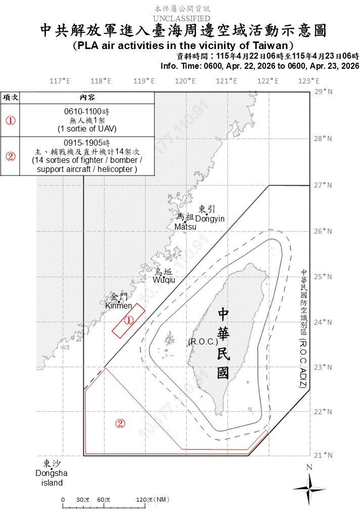 1150423_PLA air activities in the vicinity of Taiwan