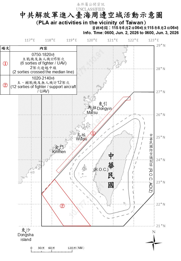1150603_臺海周邊海、空域活動示意圖