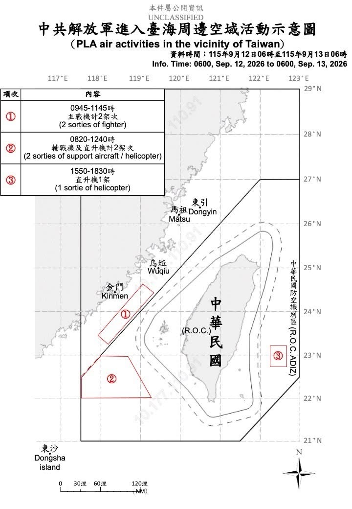 1150913_臺海周邊海、空域活動示意圖