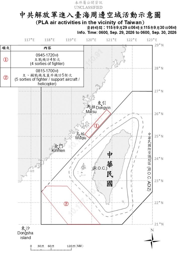 1150930_臺海周邊海、空域活動示意圖