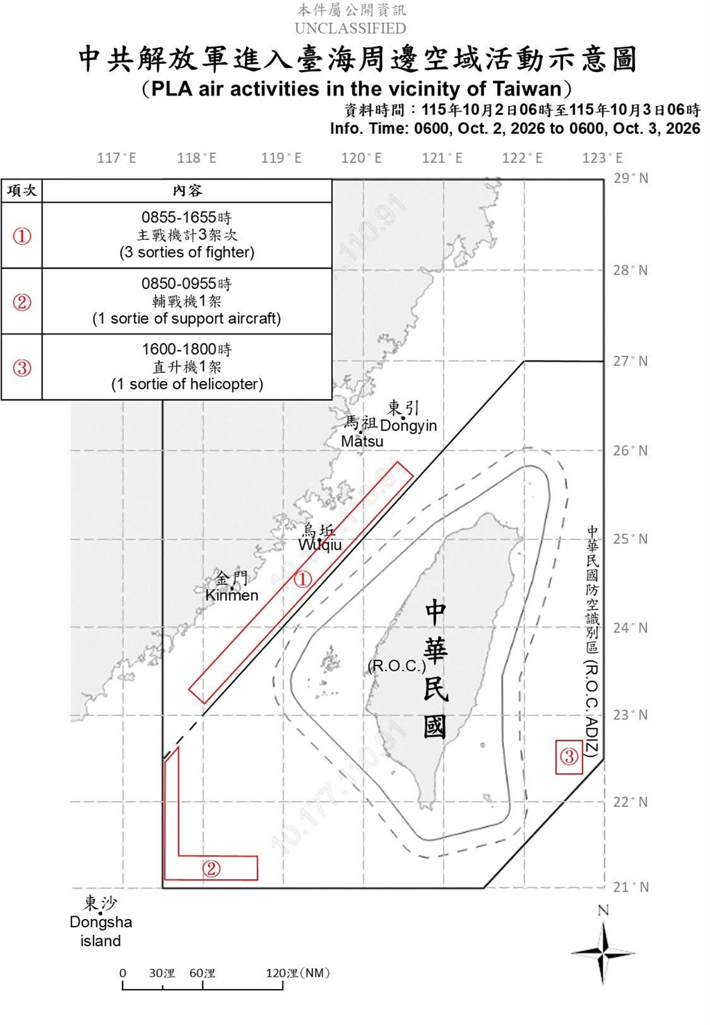 1151003_臺海周邊海、空域活動示意圖