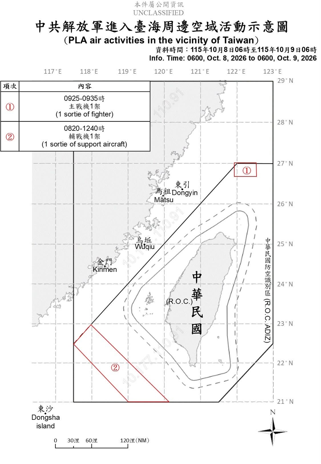 1151009_臺海周邊海、空域活動示意圖