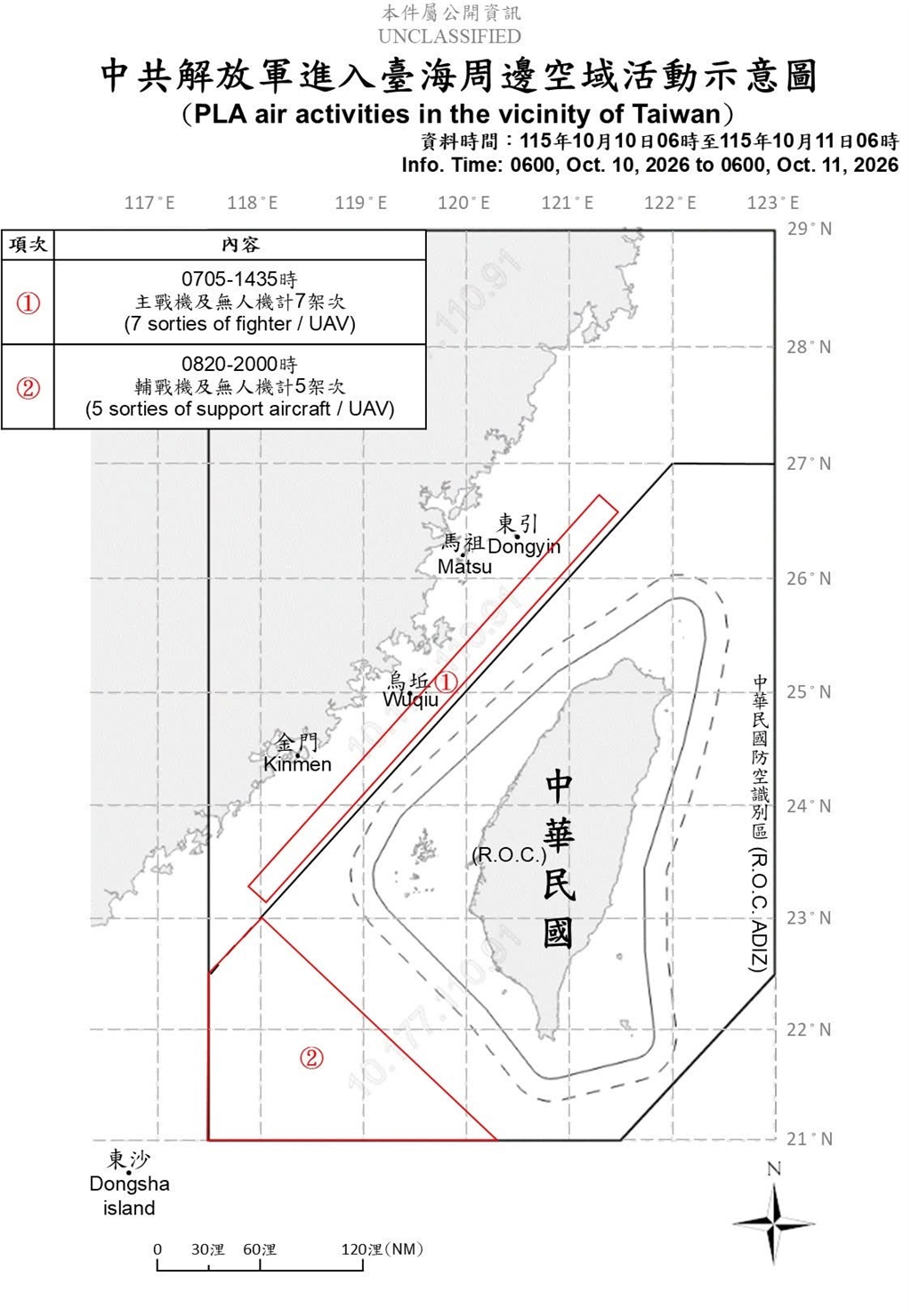 1151011_臺海周邊海、空域活動示意圖