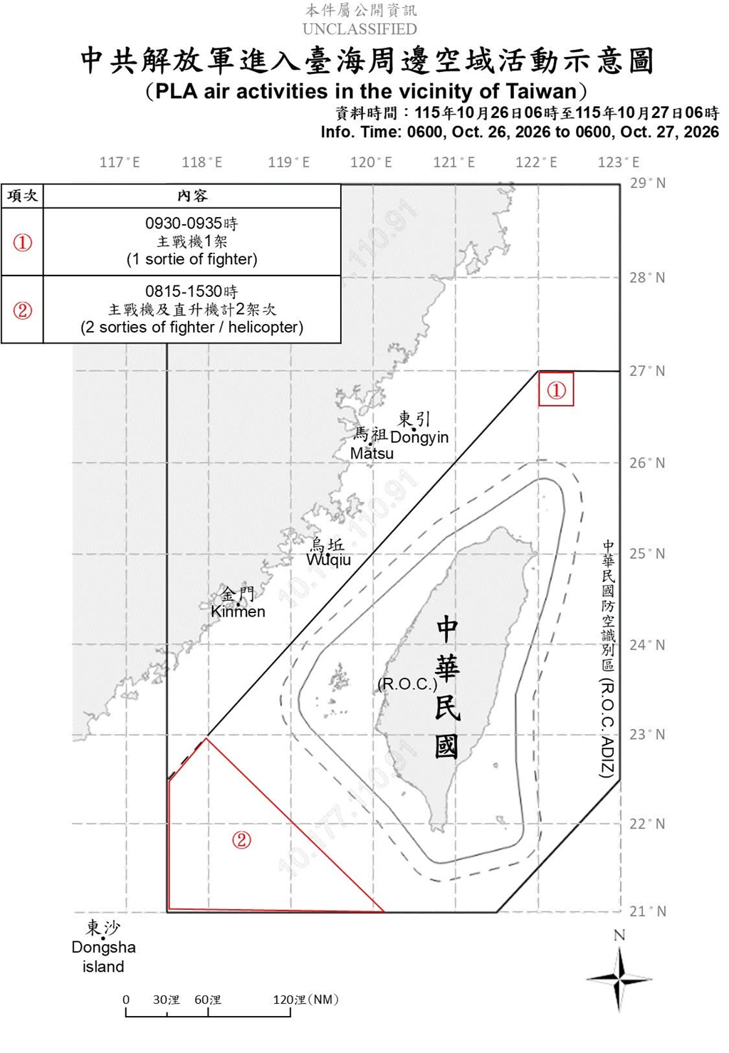1151027_臺海周邊海、空域活動示意圖
