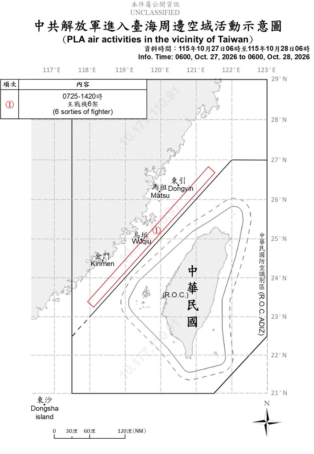 1151028_臺海周邊海、空域活動示意圖