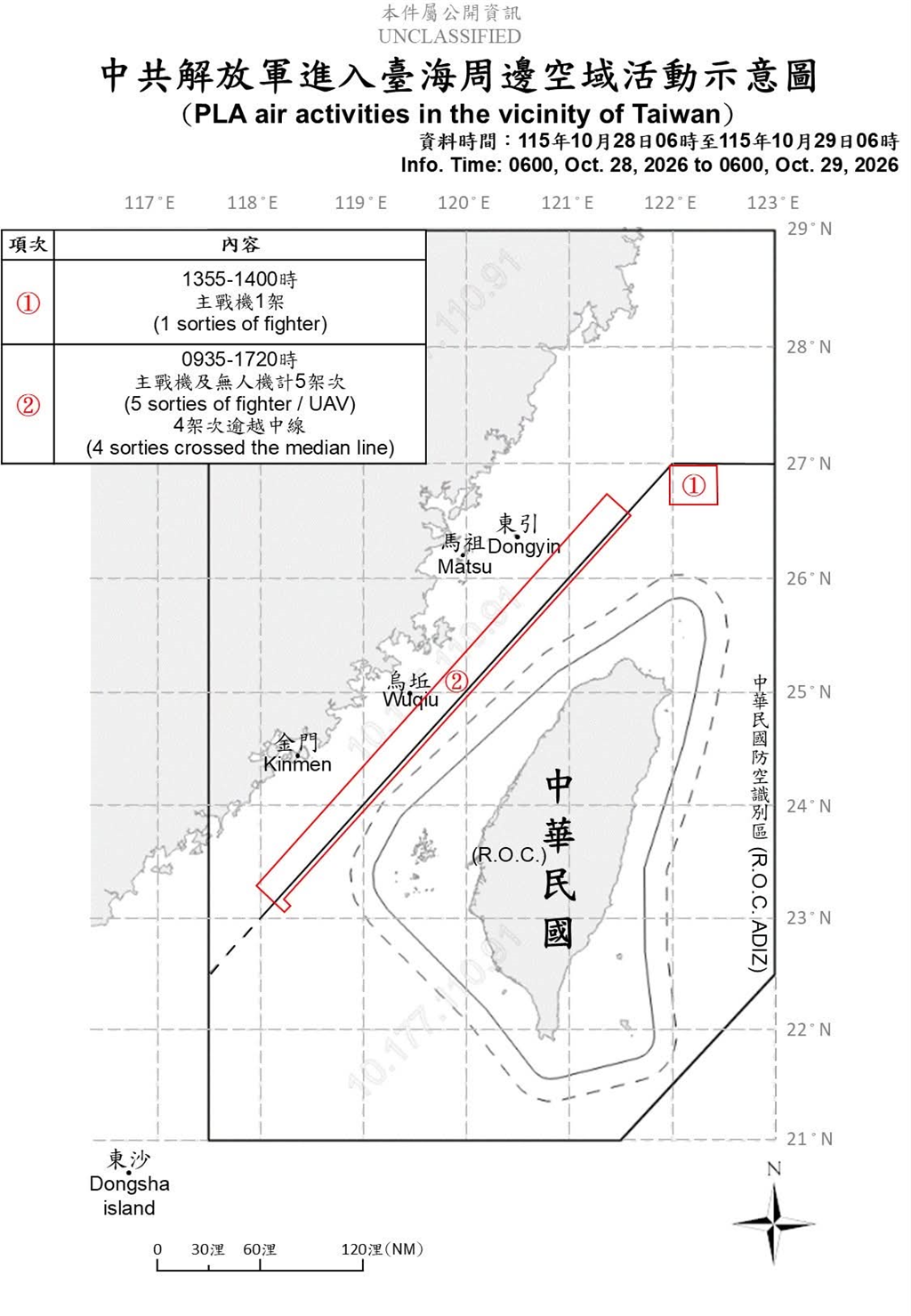 1151029_臺海周邊海、空域活動示意圖